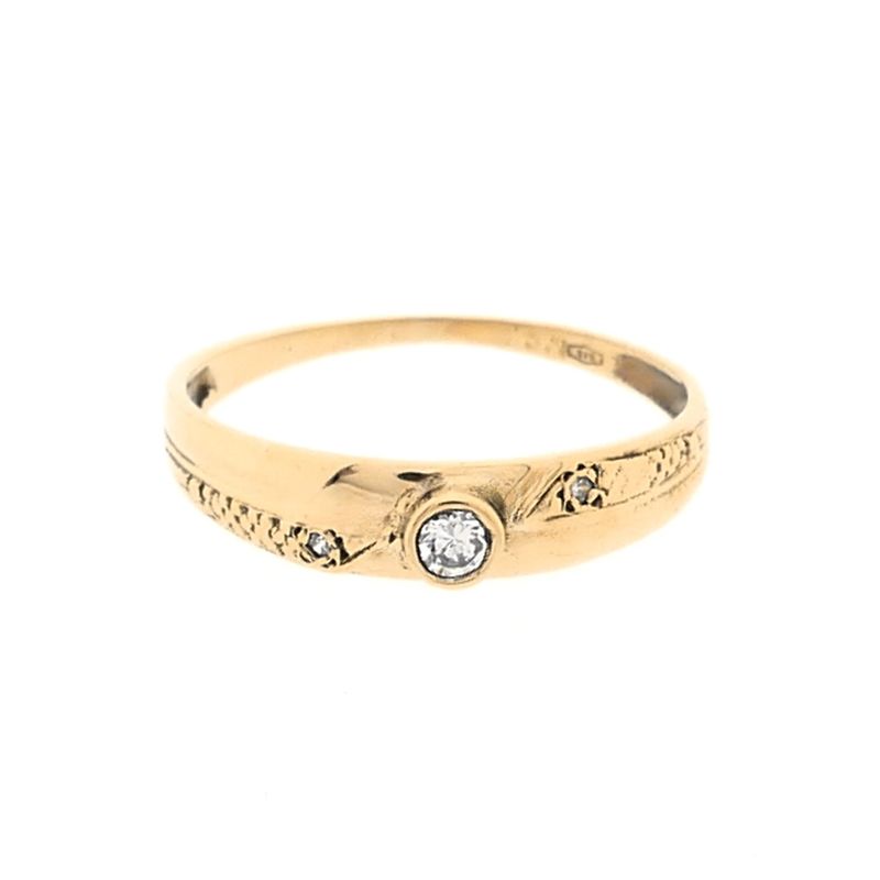 Image 3 of 14k Gold Zirconia Ring; Size 17