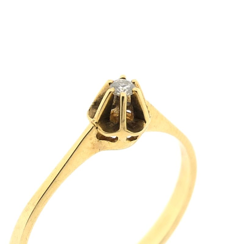 Image 3 of Gold solitaire ring with diamond; 0.03 ct.