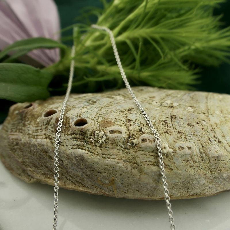 Image 2 of White gold thin anchor link necklace | 42 cm