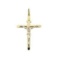 Two-tone gold pendant of a large cross with corpus | INRI