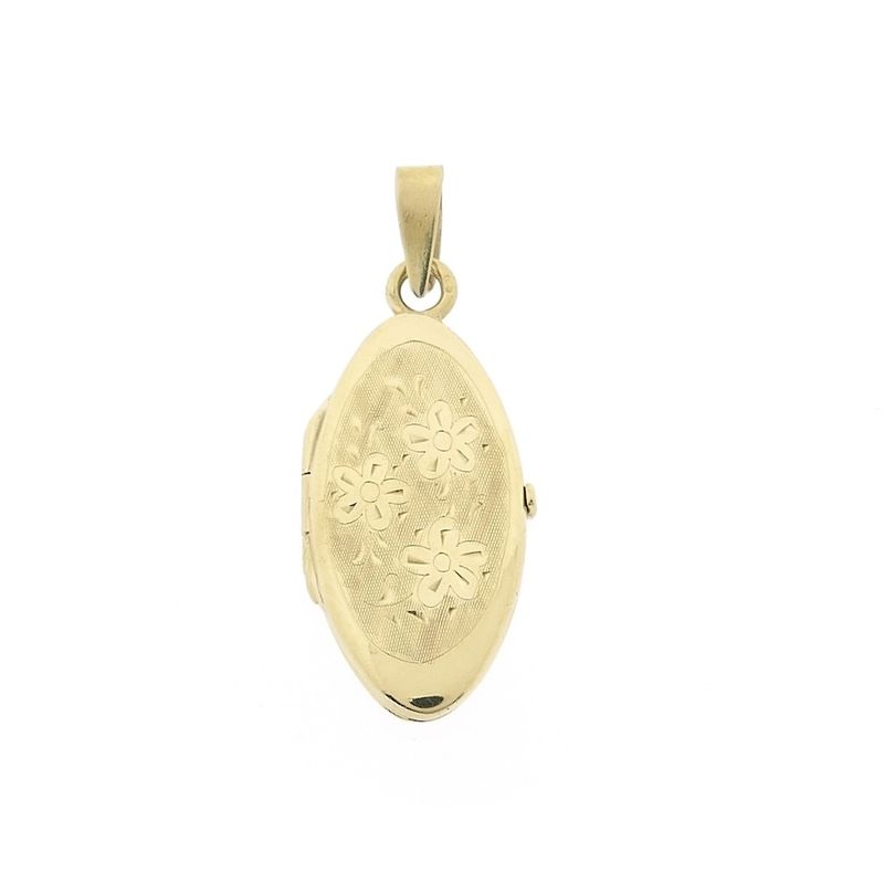 Image 1 of Vintage gold locket pendant; Floral design