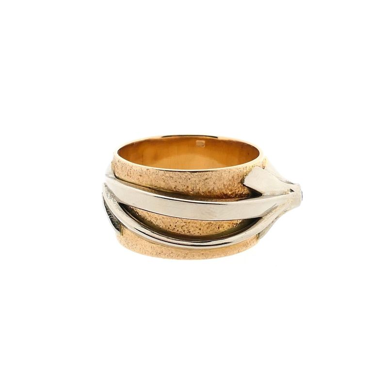 Afbeelding 5 van Vintage bicolor gouden ring met diamant; 0,05 ct.