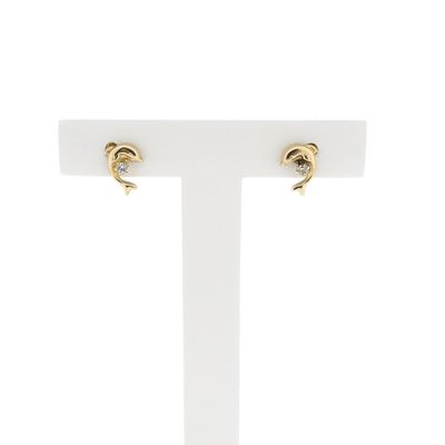 Image 1 of Gold Dolphin Earrings with Zirconia