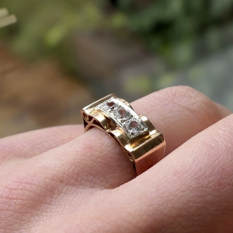 Image 9 of Two-tone gold ring with zirconia.