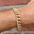 Afbeelding 10 van Massief gouden gourmetschakel armband | 22 cm
