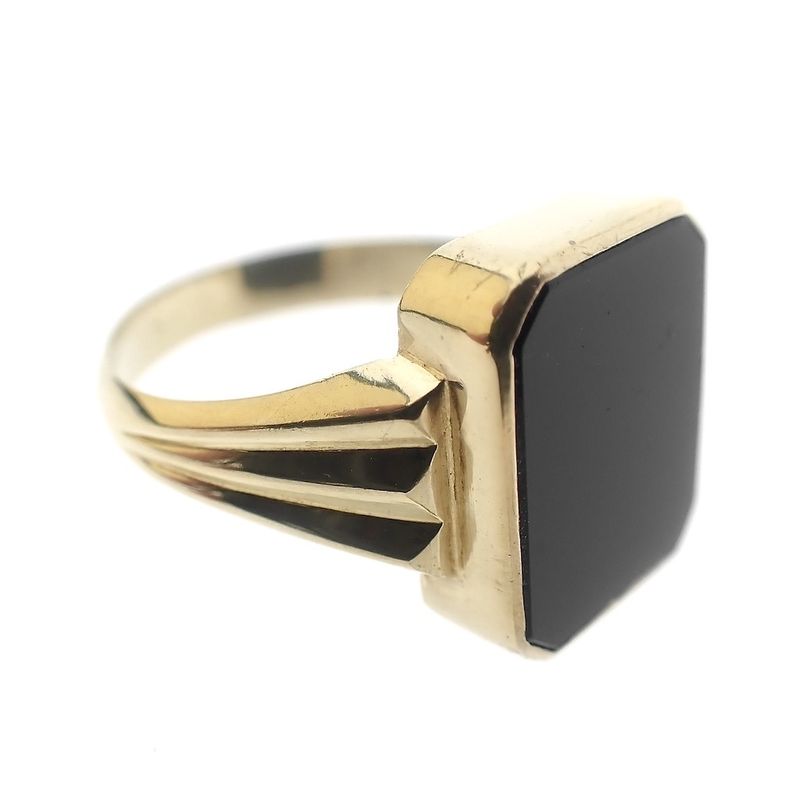 Image 6 of Large gold men's signet ring with onyx