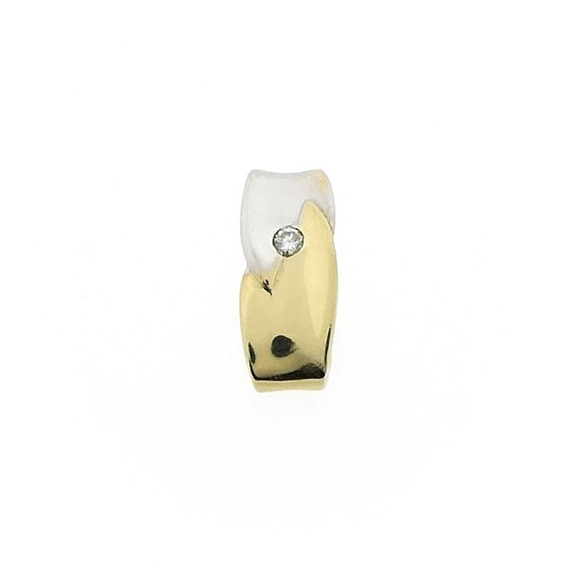 Image 1 of Two-tone gold minimalist pendant with diamond; 0.03 ct.