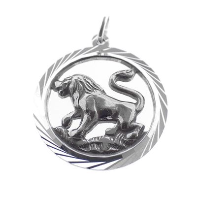 Silver zodiac sign pendant; Leo Image 2 of Silver zodiac sign pendant; Leo