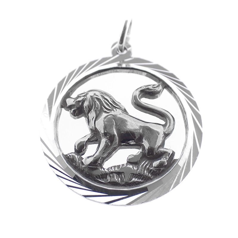 Image 2 of Silver zodiac sign pendant; Leo