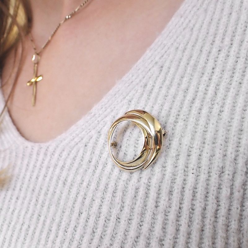 Image 7 of Vintage gold abstract brooch