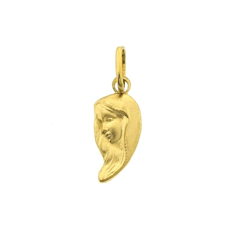 Image 1 of Gold pendant of a half heart with a woman