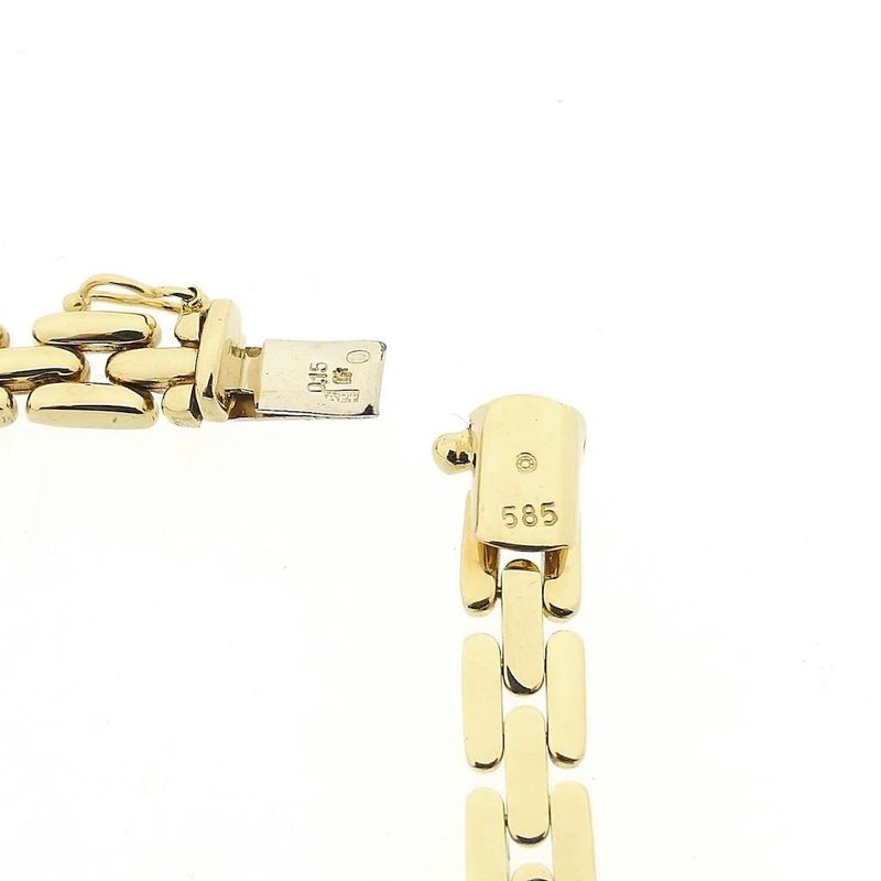 Image 6 of Gold Bismarck link necklace with diamonds; 0.15 ct.