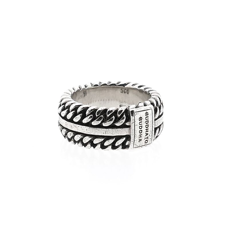 Afbeelding 4 van Zilveren Buddha to Buddha Chain Textuur Ring