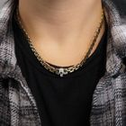 Image 8 of Gold Bismarck link necklace with diamonds; 0.15 ct.