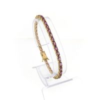 Gold bracelet with pink tourmaline | 18 cm