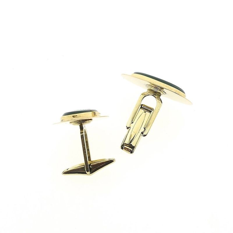 Image 6 of Gold cufflinks with green cameo