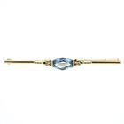 Image 1 of Vintage gold long narrow brooch with aquamarine