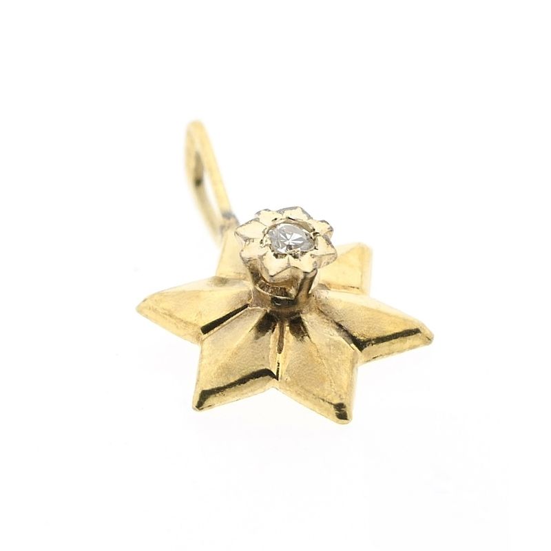 Image 7 of Gold subtle star pendant with diamond | 0.035 ct.