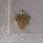 Image 2 of Two-tone gold heart pendant with fancy diamonds; 0.73 ct.