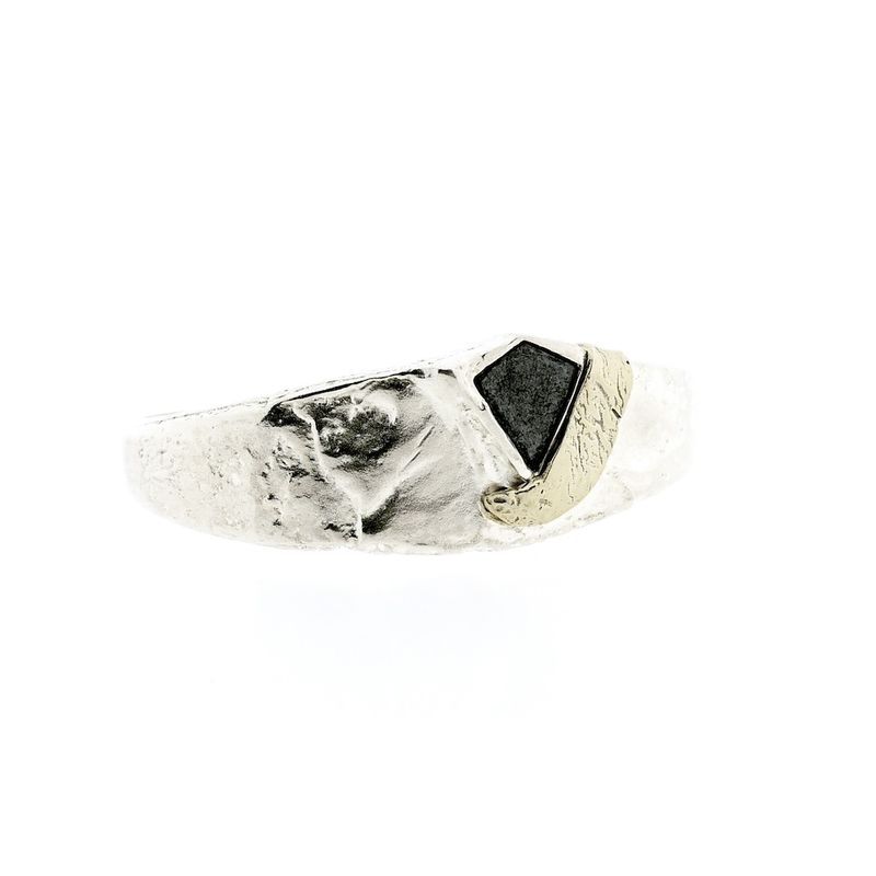 Image 6 of Two-tone bracelet with raw onyx | Ø 58.5 mm