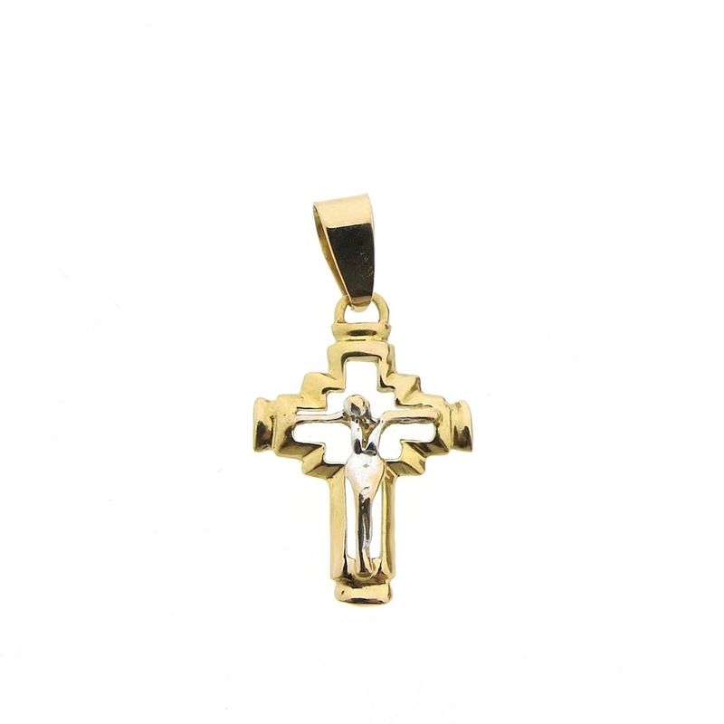 Image 1 of Two-tone gold pendant of a cross with corpus