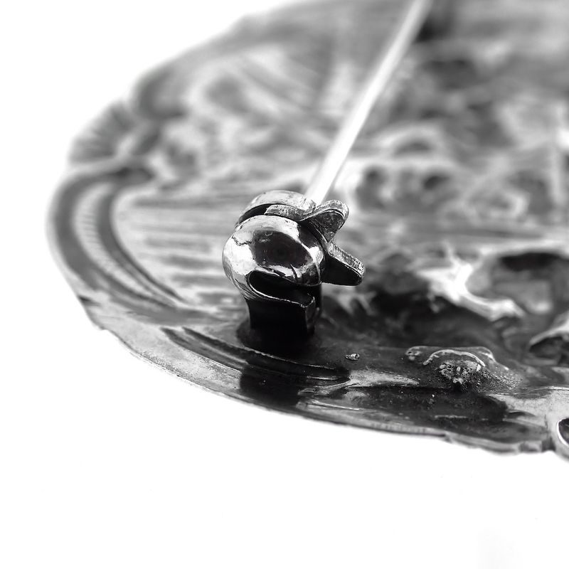 Image 4 of Antique silver brooch with scene