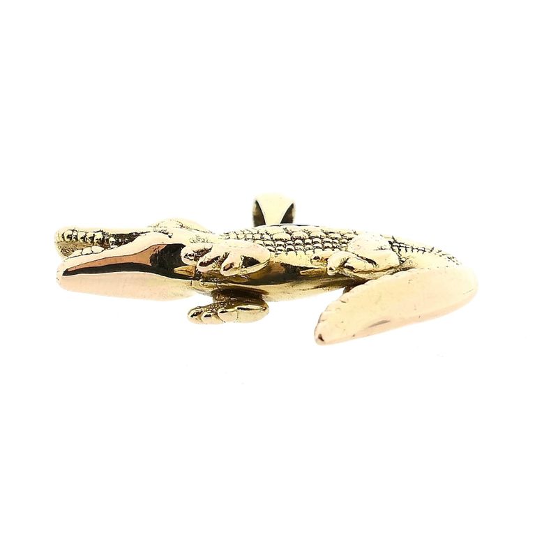 Image 10 of Bicolor Gold Crocodile Pendant with Diamonds; 0.015 ct.