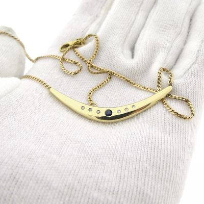 Image 2 of 8K sapphire and diamond necklace; 0.06 ct. | 43 cm