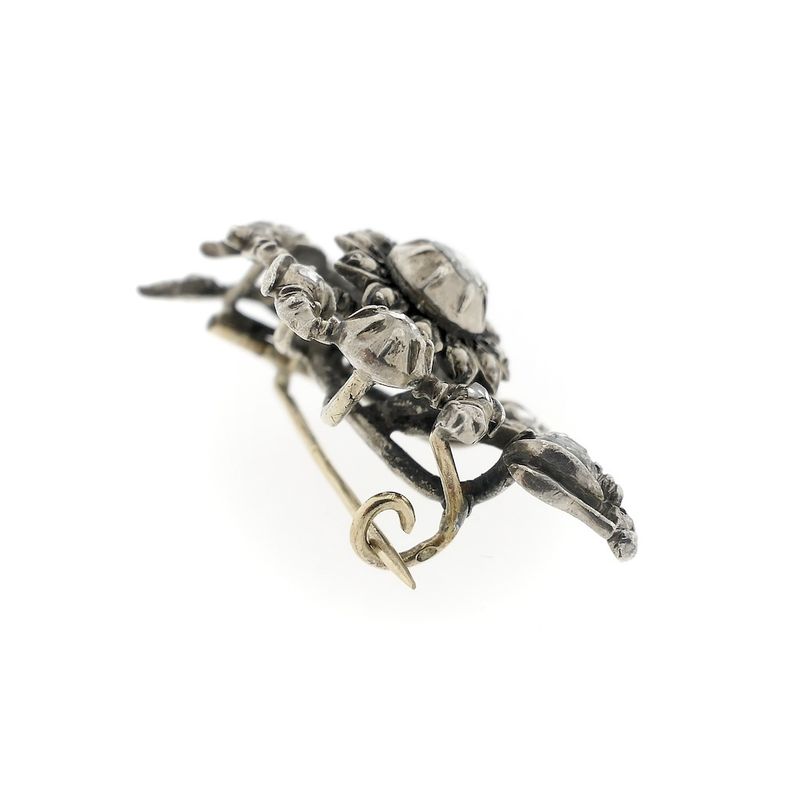 Image 3 of Silver Art Nouveau brooch set with rose-cut diamonds
