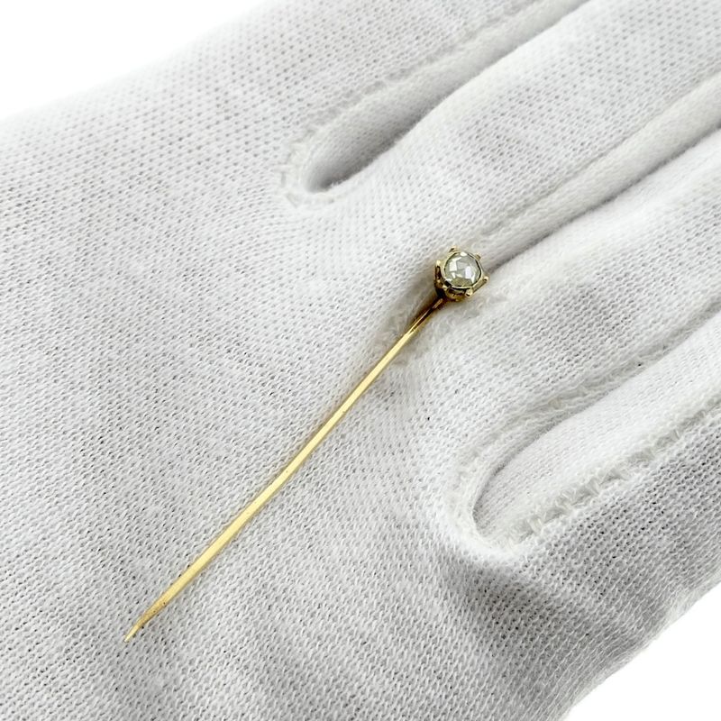 Image 8 of Gold lapel pin, tie pin with rose-cut diamond | Approx. 0.10 ct.