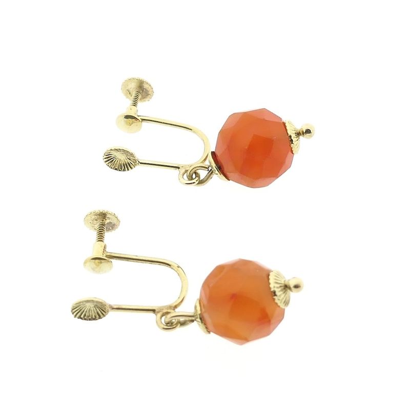 Image 8 of Vintage gold earrings with carnelian