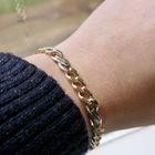 Image 10 of Two-tone gold gourmet link bracelet with diamonds