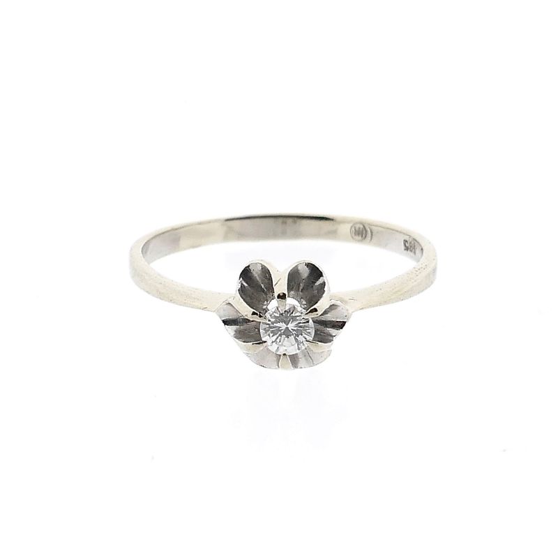 Afbeelding 3 van Witgouden solitairring met diamant; 0,10 ct.