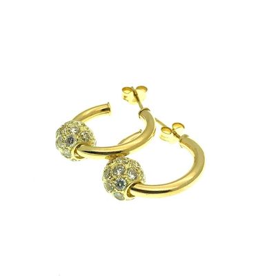Image 2 of Yellow gold earrings with zirconia charm | Ø 20 mm