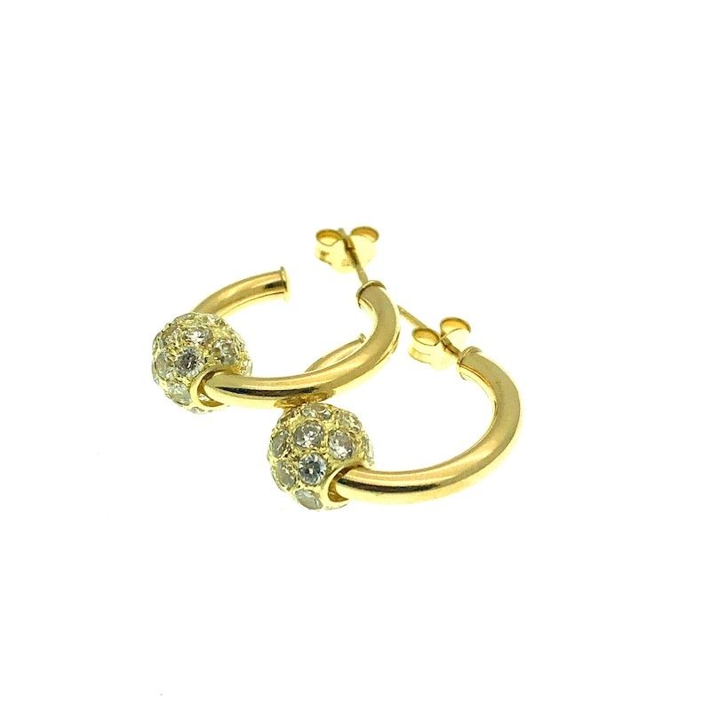 Image 2 of Yellow gold earrings with zirconia charm | Ø 20 mm