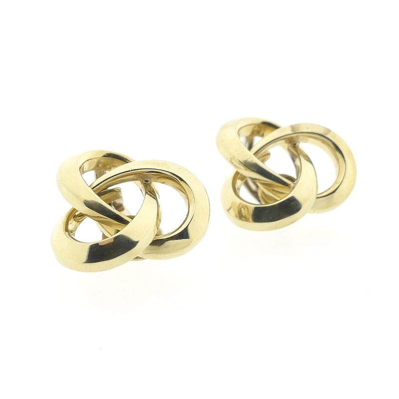 Image 7 of Vintage two-tone gold clip-on earrings as a knot