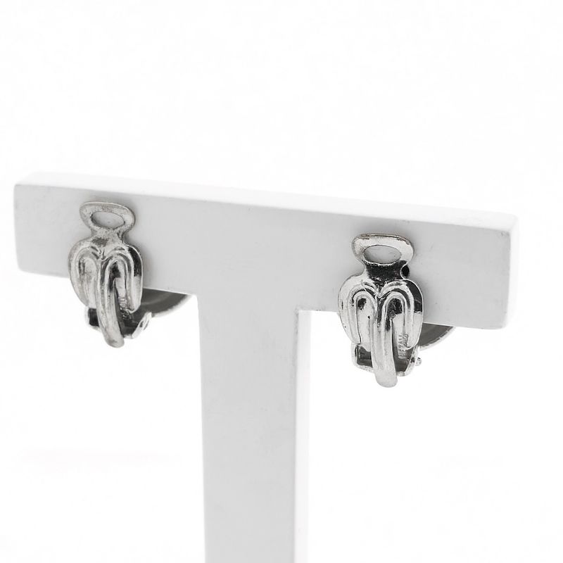 Image 4 of Silver domed clip-on earrings