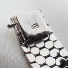 Image 7 of Silver wide link bracelet; Rhodium plated | 19 cm