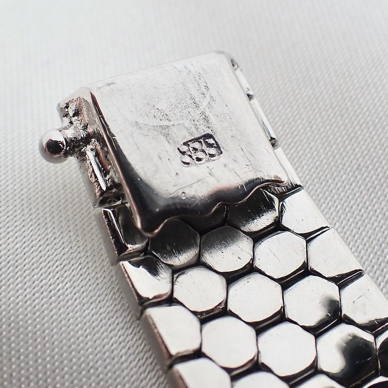 Image 7 of Silver wide link bracelet; Rhodium plated | 19 cm