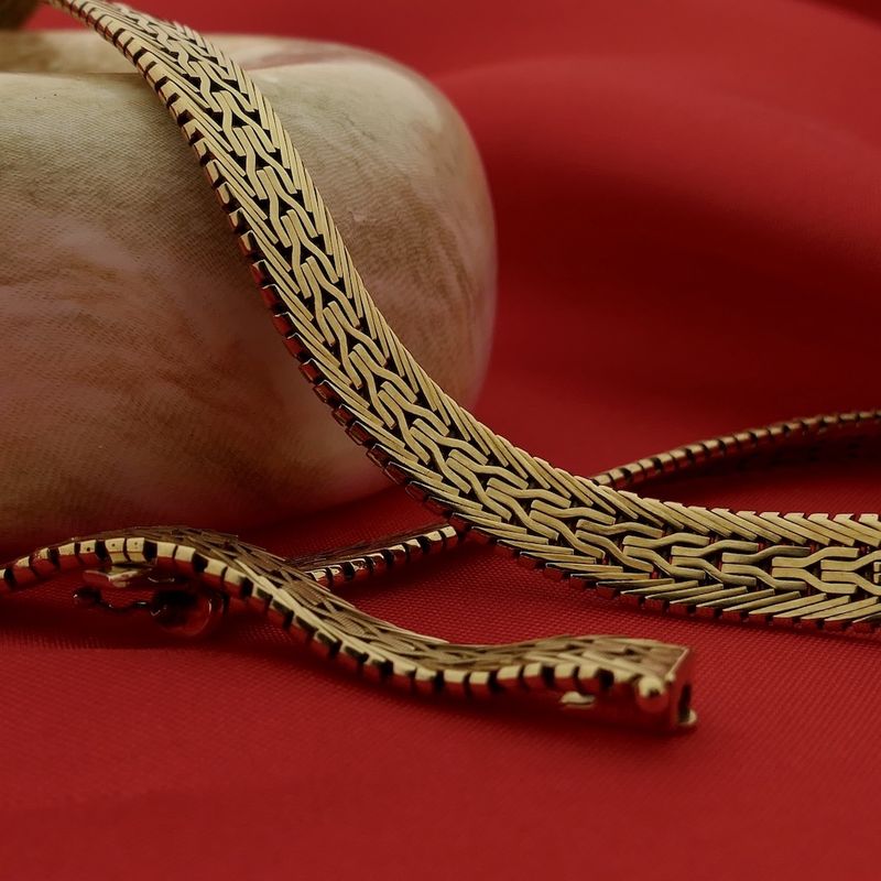Image 2 of Gold herringbone link necklace