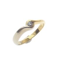 Two-tone gold solitaire ring with diamond; 0.05 ct.