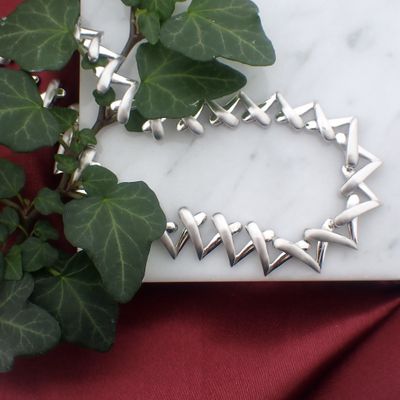 White gold matted fantasy link necklace Image 2 of White gold matted fantasy link necklace