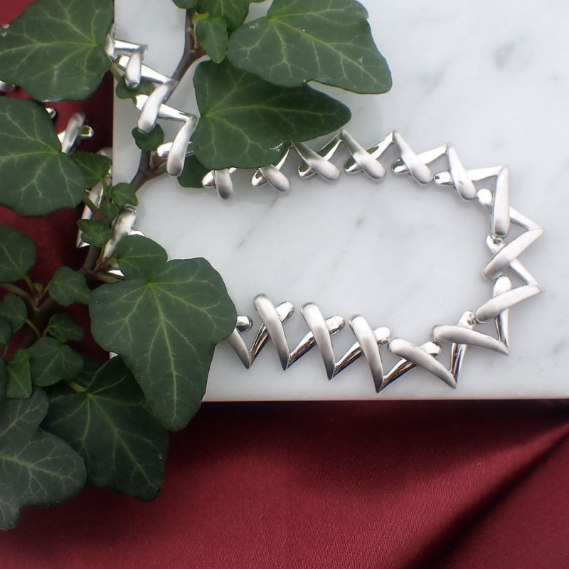 Image 2 of White gold matted fantasy link necklace