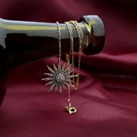 Gold anchor link necklace with fixed pendant; Starlight with zirconia