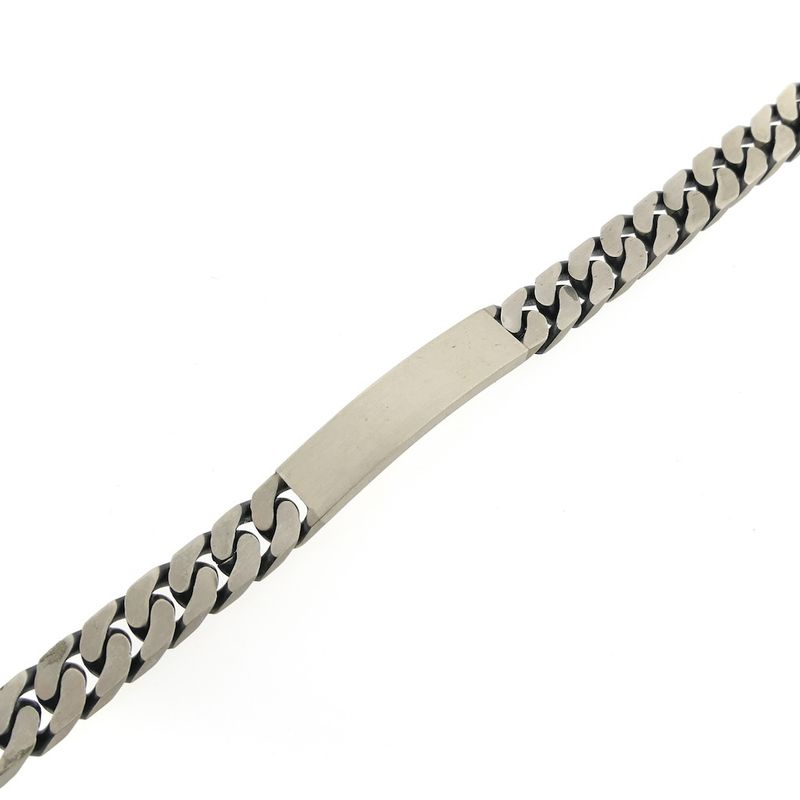 Image 9 of Silver robust gourmet link bracelet with engraving plate | 22 cm