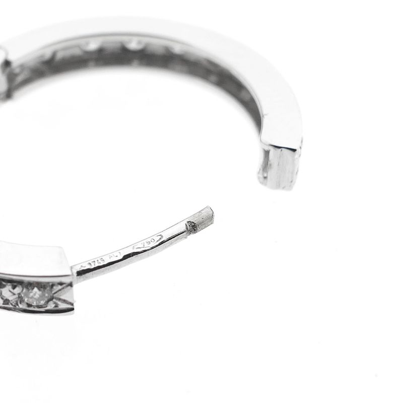 Image 11 of White Gold Hoop Earrings with Diamonds; Approx. 0.76 ct.