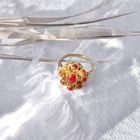 Image 3 of Gold entourage ring with red coral | Vintage