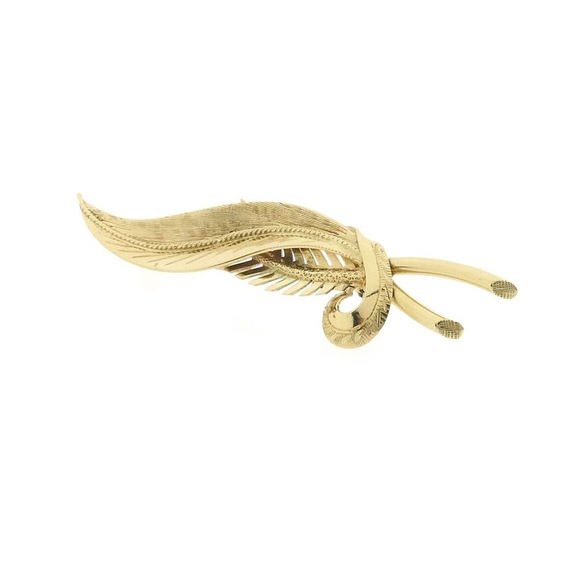 Image 7 of Vintage gold brooch of a feather