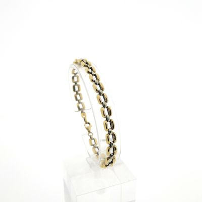 Two-tone gold Bismarck link bracelet | 19.5 cm Image 1 of Two-tone gold Bismarck link bracelet | 19.5 cm