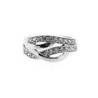Image 3 of Wide silver crossover ring with zirconia